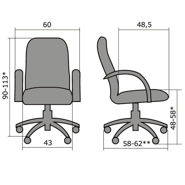Кресло Менеджер -1 CP-1 PL №18 (серая ткань)